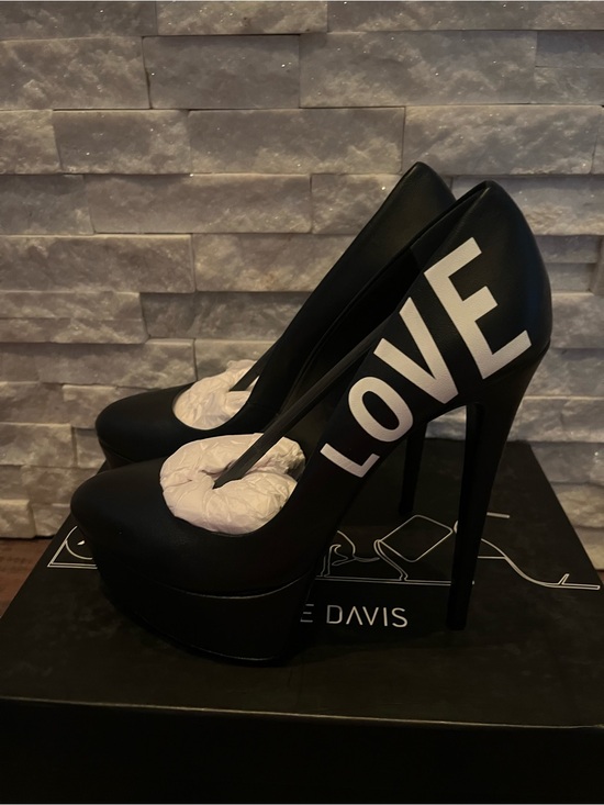 Ruthie Davis Shoes - Ruthie Davis Black Pumps with White LOVE Graphic